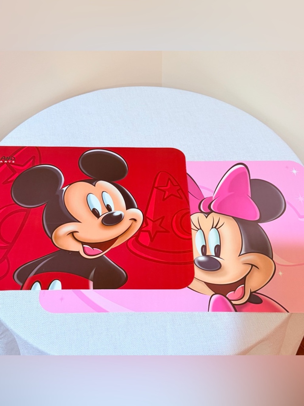 NEW DISNEYLAND PARIS SET OF 2 MICKEY & MINNIE MOUSE PLACEMATS 12” x 16” 🇫🇷 🥐